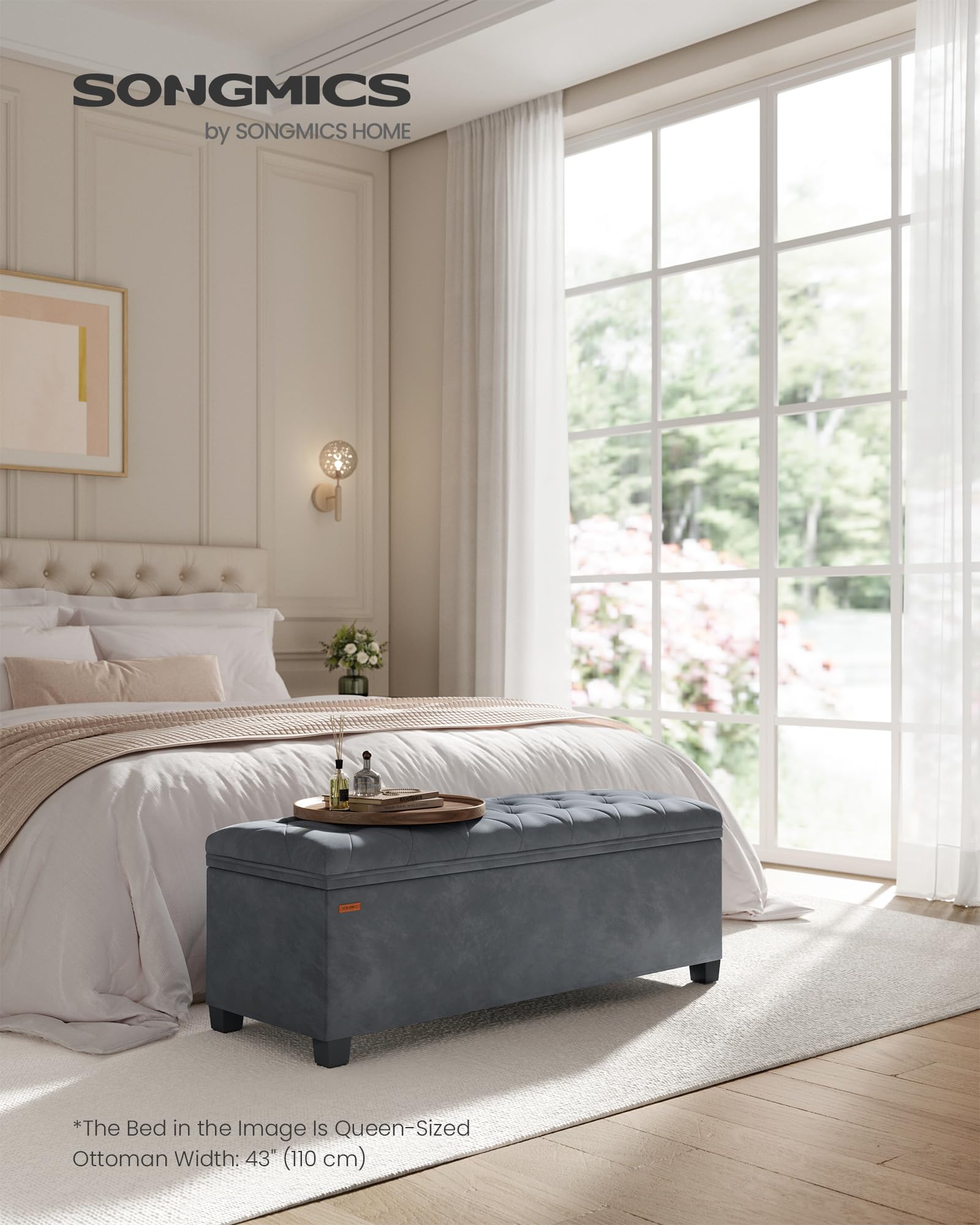 Amazon.com: SONGMICS Velvet Storage Ottoman Bench, Foot Rest